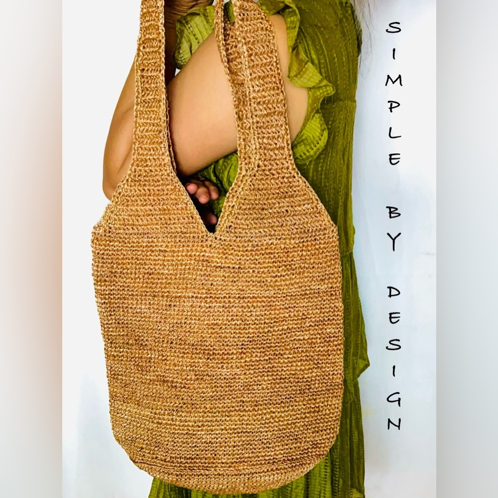Handwoven Tan Pure Abaca Fiber Tote Bag - Women